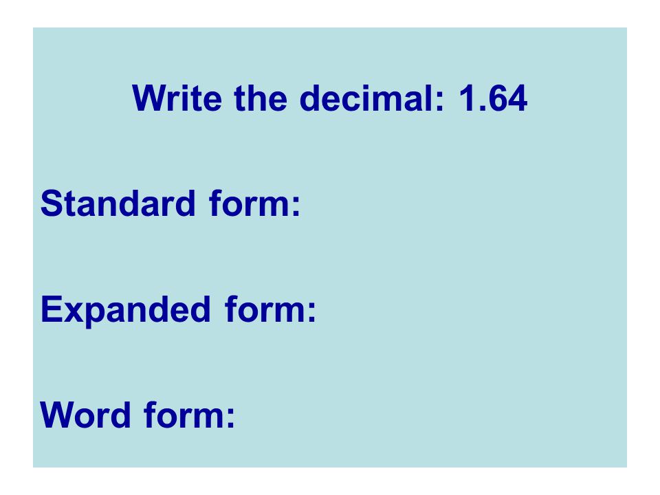 how to write a word name for a decimal